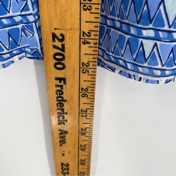 Vineyard Vines Tank Blue White Cay Scarf Print Nautical V-Neck Fringe Coastal XS - Picture 7 of 9